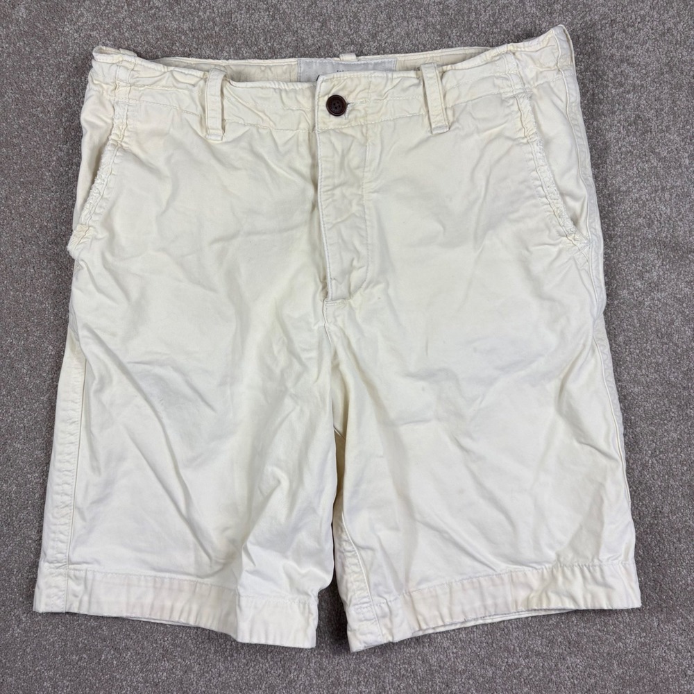 Abercrombie & Fitch Y2K Mens 34 Cream Cotton Chino Shorts Button Fly 10" Inseam